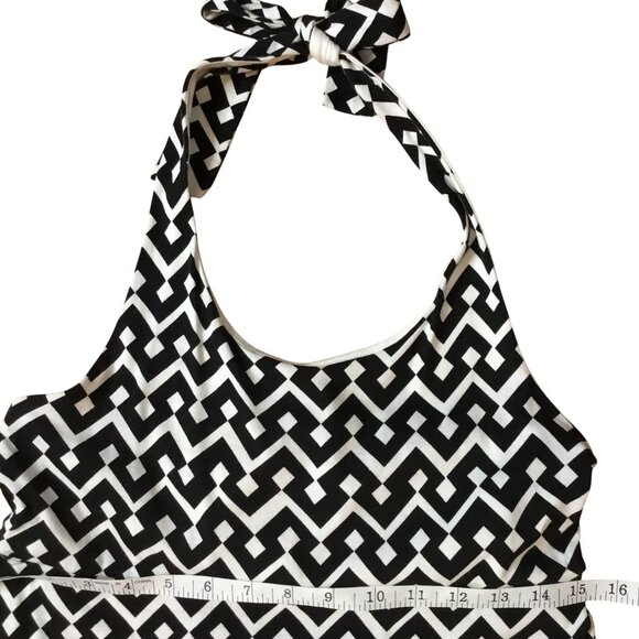 GAP Women Black White Halter Maxi Dress Graphic Y2K Summer Beach Boho Festival M - Picture 2 of 9